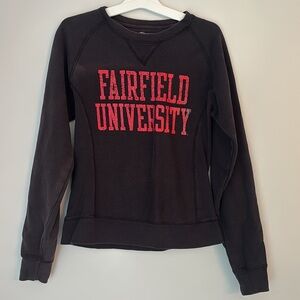 Champion Fairfield University Washed Black Slim Fit Crewneck Pullover Size Small